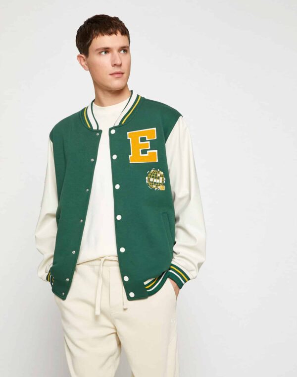 College Jacket Bomber Collar Embroidered Detailed Snap Buttons Pocket - Görsel 2