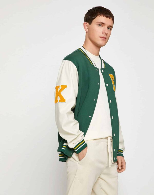 College Jacket Bomber Collar Embroidered Detailed Snap Buttons Pocket - Görsel 3