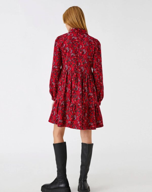 Floral Winter Dress Long Sleeve Ruffle Buttoned - Görsel 4