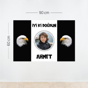 🦅 Beşiktaş Temalı Doğum Günü Afişi – Kişiye Özel Kartal Figürlü Tasarım 🖤🤍