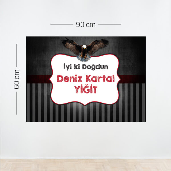 Beşiktaş Temalı Doğum Günü Afişi – Kişiye Özel Kartal Figürlü Tasarım