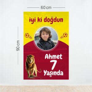 Galatasaray Temalı Doğum Günü Afişi – Kişiye Özel Sarı Kırmızı Tasarım