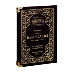 Özel Siyah Suni Deri Ciltli İsim Baskılı Hediyelik Yasin Cüzü Kitabı Mevlit Paketi